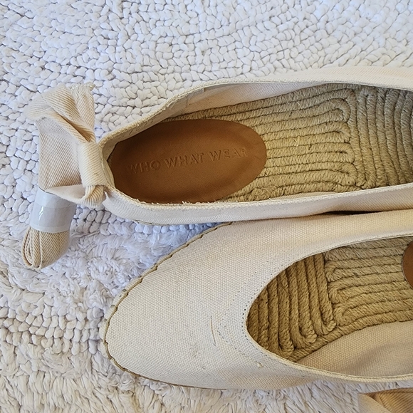 Who What Wear nude white fabric flat ballet lace up straps size 7 new - Picture 2 of 6